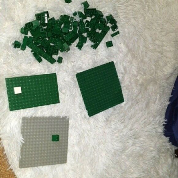 LEGO DUPLO tyco BLOCK LOT custom pieces some green plates gray pieces kid child - Picture 1 of 8